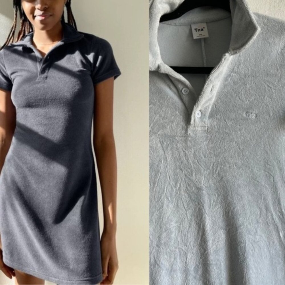 Aritzia TNA Sz XS Crest Baby Blue Terry Cloth Mini Dress